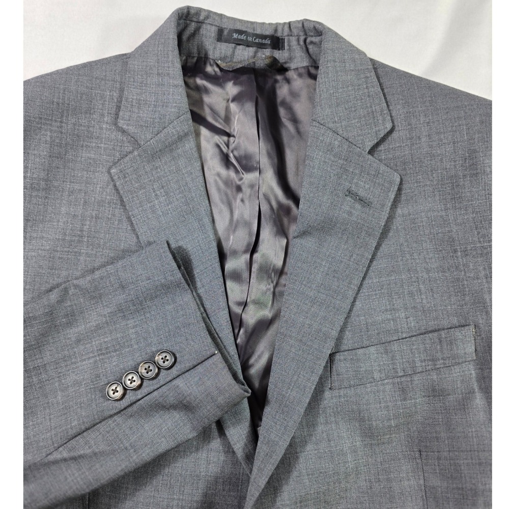 Lauren Ralph Lauren Wool Blazer Men 44R Gray 2-Button Sharkskin Suit Jacket